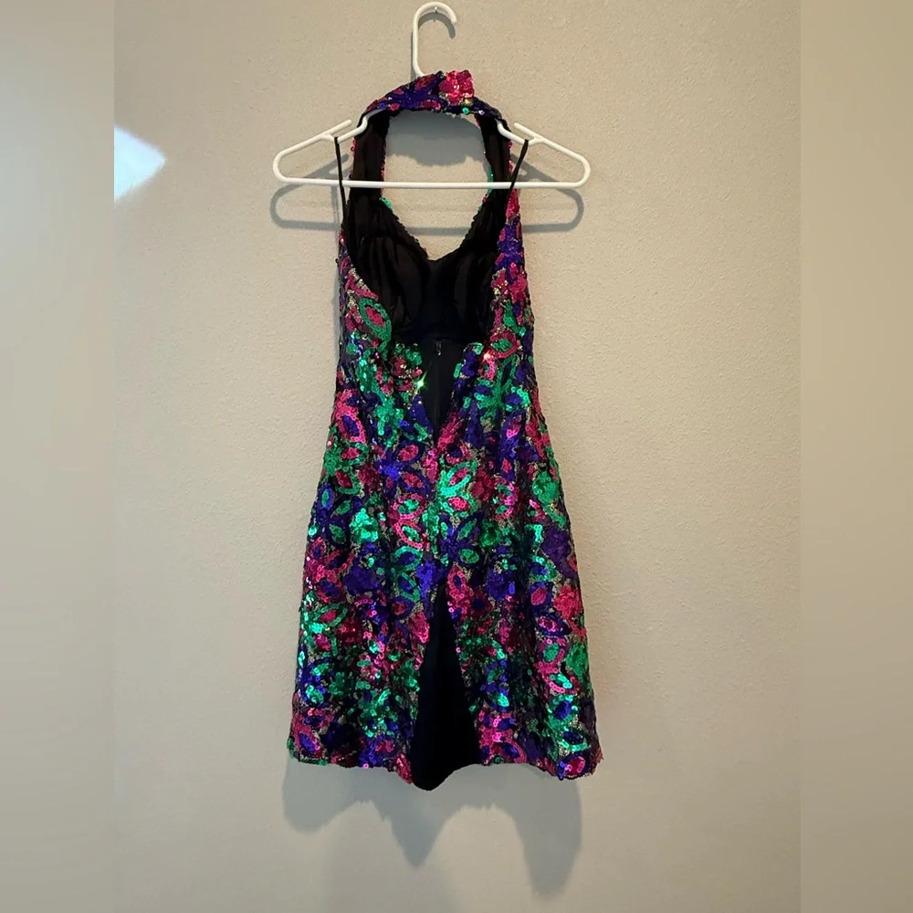 Colorful Cocktail Halter Party Dress - Picture 2 of 3